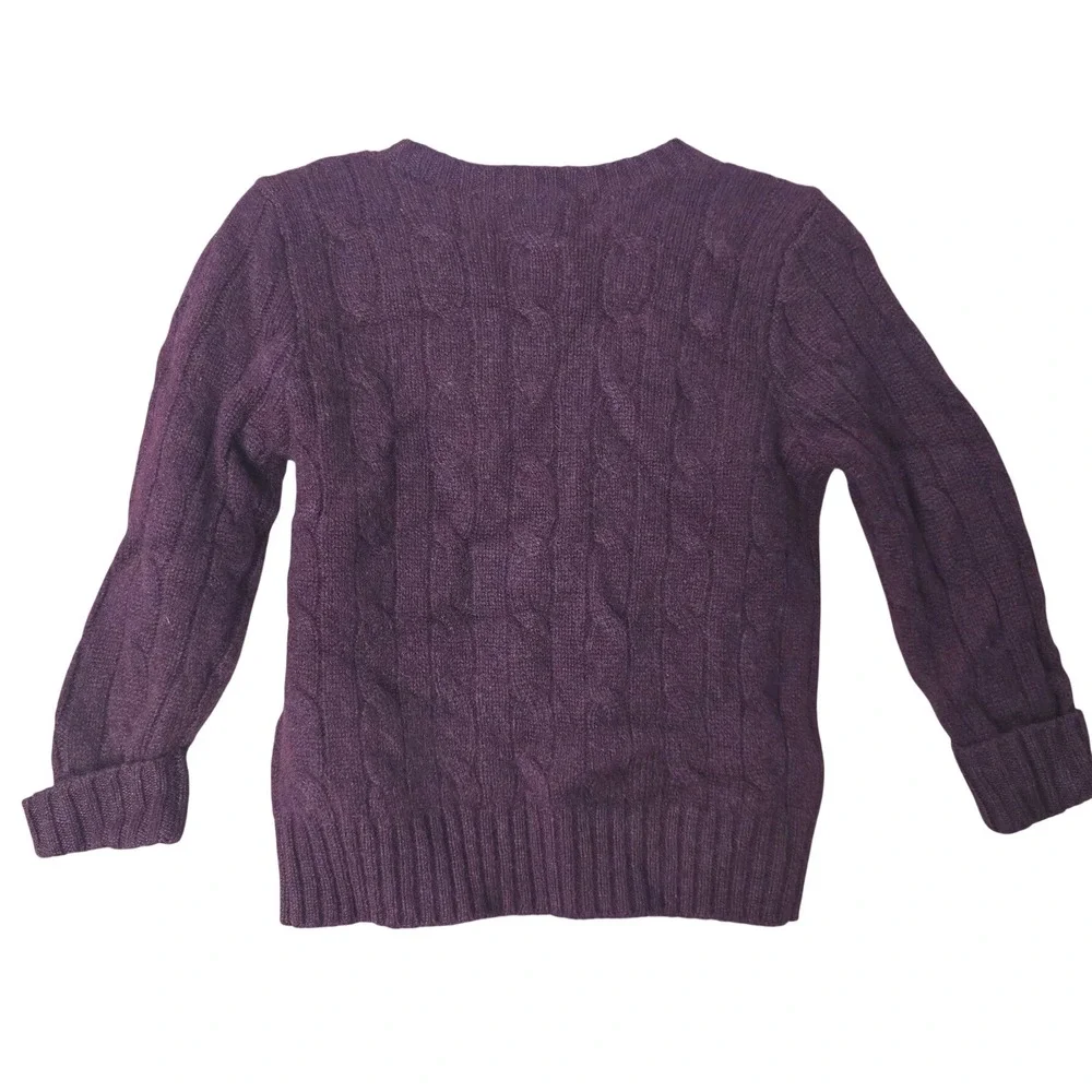 Ralph Lauren Toddler 18-24M Claret Wine Purple 100% Cashmere Cable Knit Sweater